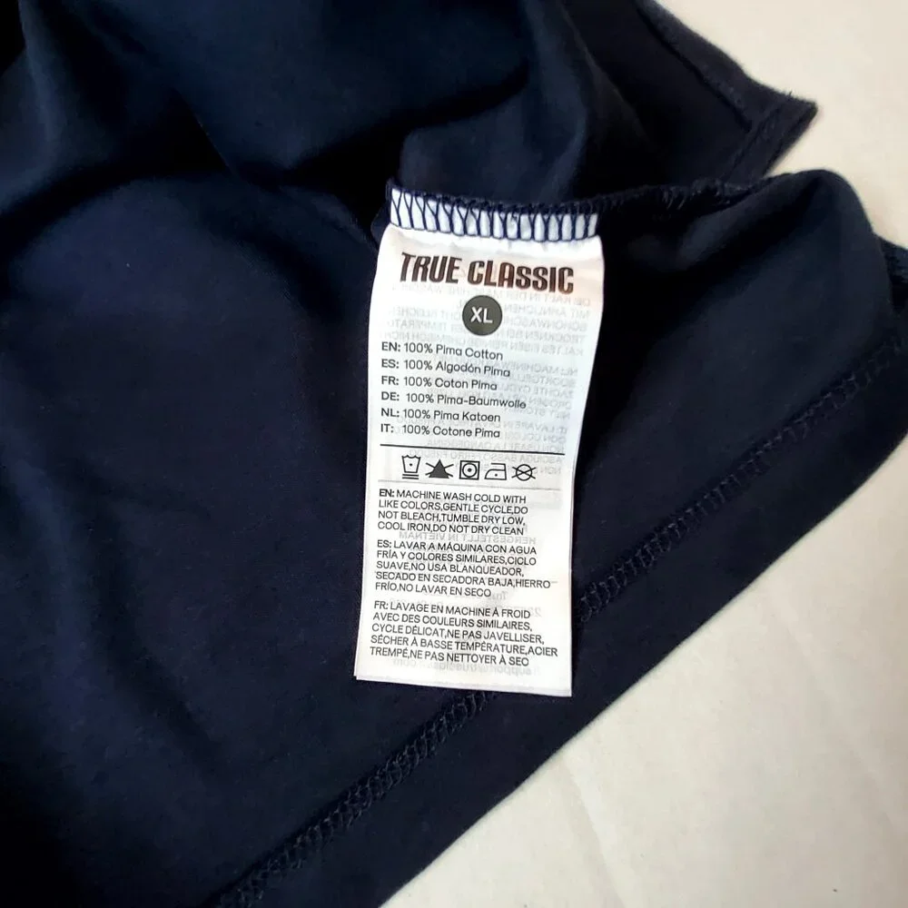 True Classic Pima Cotton Navy Blue Polo Shirt Soft, breathable  Size XL - Picture 9 of 10